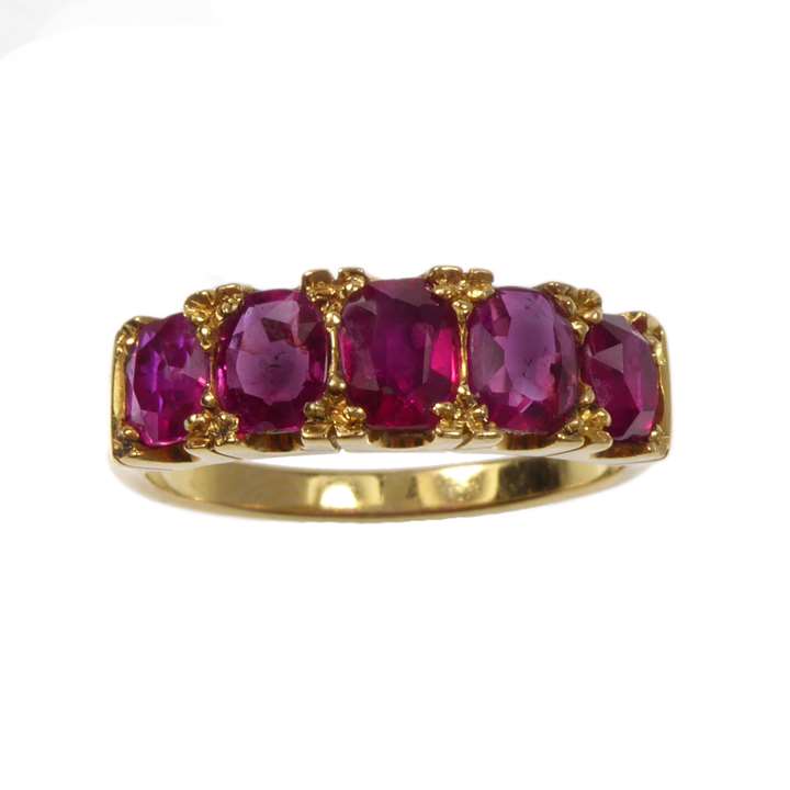 Five stone ruby ring